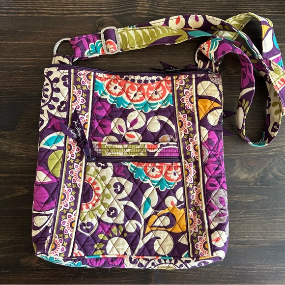 Vera Bradley Handbags - VERA BRADLEY Crossbody Hip Bag in Plum Crazy Pattern (Retired 2013)